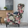 KOMFORTOWY FOTEL USZAK BLUM W KWIATY PIWONIE NA DREWNIANYCH NOGACH