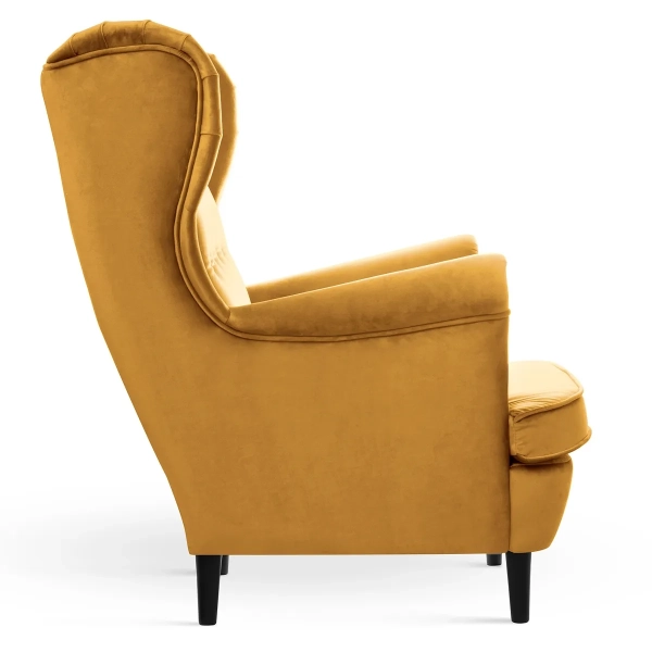 NOWOCZESNY FOTEL USZAK BLUM MIODOWY - profil