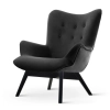 INDUSTRIALNY FOTEL WYPOCZYNKOWY MIKA WOOD Z CZARNEGO WELURU - PÓŁPROFIL
