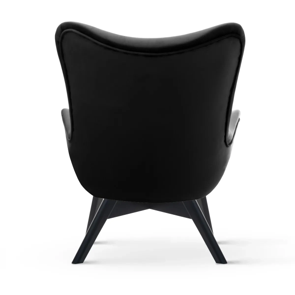 INDUSTRIALNY FOTEL WYPOCZYNKOWY MIKA WOOD Z CZARNEGO WELURU - TYŁ