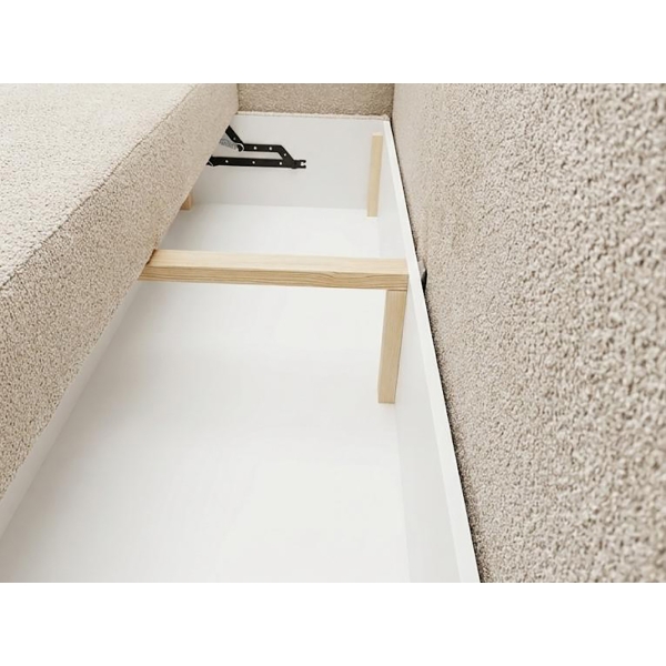 MODNA KANAPA Z FUNKCJĄ SPANIA MALMO BEŻWA BOULCE BARANEK - POJEMNIK NA POŚCIEL