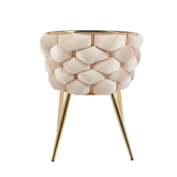 BEŻOWE KRZESŁO KRZESŁO NA ZŁOTYCH NOGACH DO JADALNI PIMO PRZEPLATANE
