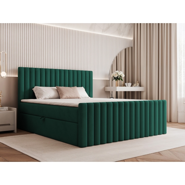 ŁÓŻKO KONTYNENTALNE Z PIONOWYMI PASAMI CLOE 160X200 Z WYBOREM TKANINY - W ARANŻACJI