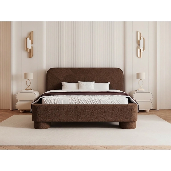 ŁÓŻKO TAPICEROWANE ZAOKRĄGLONY ZAGŁÓWEK NAOMI 160X200 Z WYBOREM TKANIN - PRZÓD