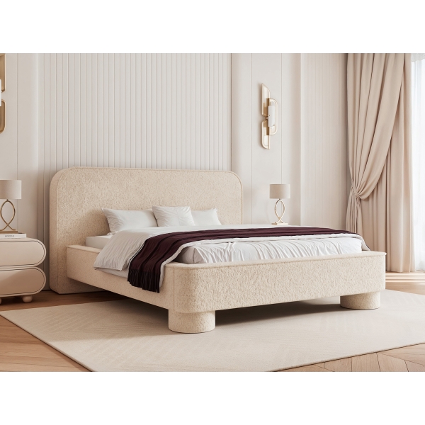 ŁÓŻKO TAPICEROWANE Z POJEMNIKIEM NA POŚCIEL I NÓŻKACH NAOMI - PÓŁPROFIL