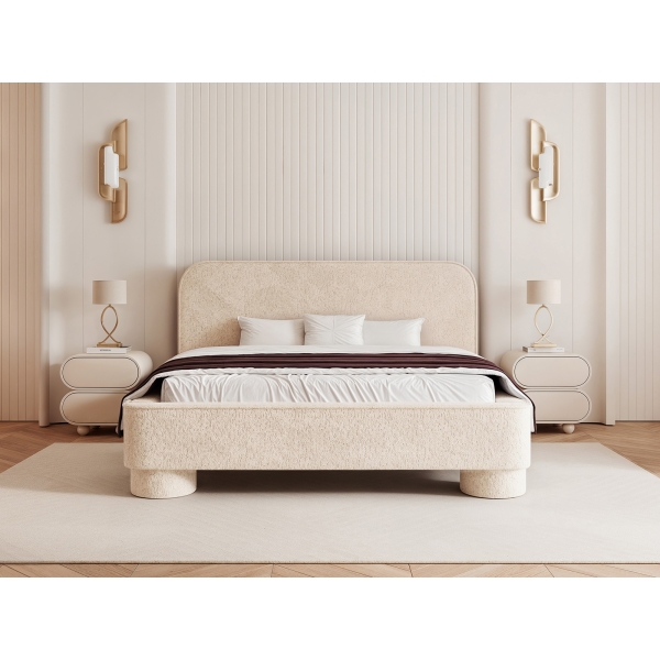 ŁÓŻKO TAPICEROWANE Z POJEMNIKIEM NA POŚCIEL I NÓŻKACH NAOMI - PRZÓD