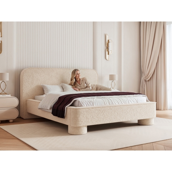 ŁÓŻKO TAPICEROWANE Z POJEMNIKIEM NA POŚCIEL I NÓŻKACH NAOMI - PÓŁPROFIL