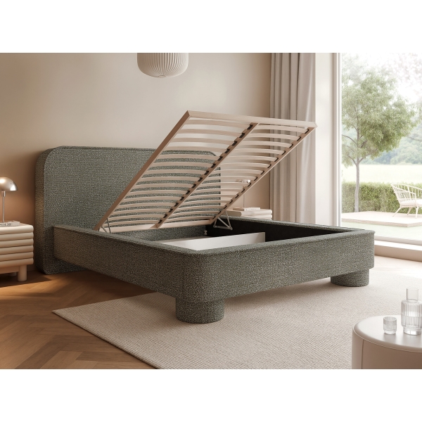 ELEGANCKIE ŁÓŻKO SYPIALNIANE TAPICEROWANE TKANINĄ NAOMI 180X200 - STELAŻ DREWNIANY