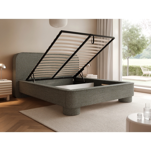 ELEGANCKIE ŁÓŻKO SYPIALNIANE TAPICEROWANE TKANINĄ NAOMI 180X200 - STELAŻ METALOWY