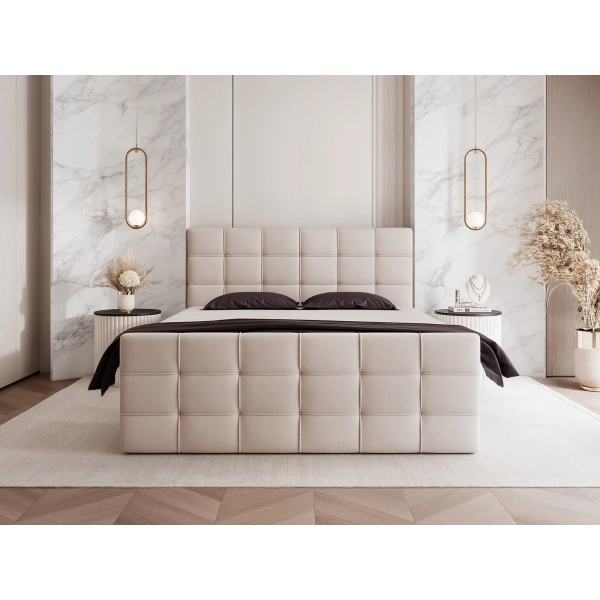 DUŻE ŁÓŻKO KONTYNENTALNE SYPIALNIANE Z MATERACEM BONELL PAROS 200 - PRZÓD