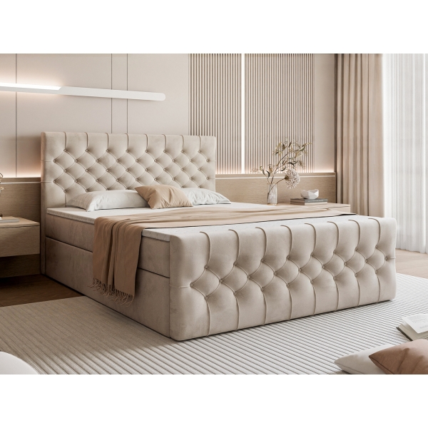 PIKOWANE ŁÓŻKO KONTYNENTALNE DO SYPIALNI 200X200 Z POJEMNIKIEM NA POŚCIEL - W ARANŻACJI