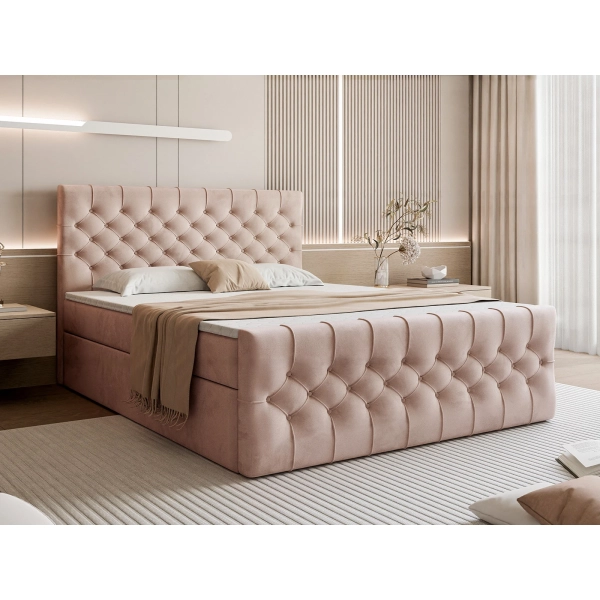 ŁÓŻKO KONTYNENTALNE DOPIKOWANE ŁÓŻKO Z MATERACEM BONEL PIKO 140X200 WYBÓR TKANIN - W ARANŻACJI SYPIALNI PIKO 160X200 Z P