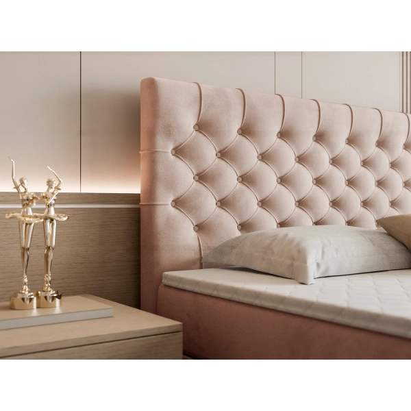 PIKOWANE ŁÓŻKO Z MATERACEM BONEL PIKO 140X200 WYBÓR TKANIN - PIKOWANE DETALE