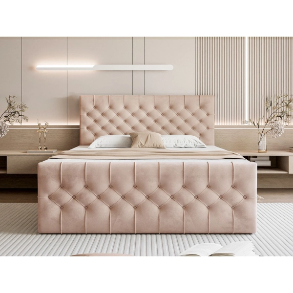 PIKOWANE ŁÓŻKO Z MATERACEM BONEL PIKO 140X200 WYBÓR TKANIN - PRZÓD