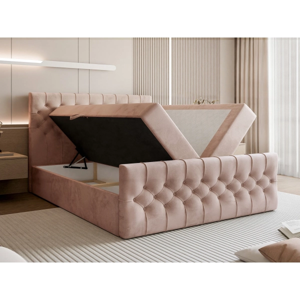 PIKOWANE ŁÓŻKO Z MATERACEM BONEL PIKO 140X200 WYBÓR TKANIN - POJEMNIK NA POŚCIEL