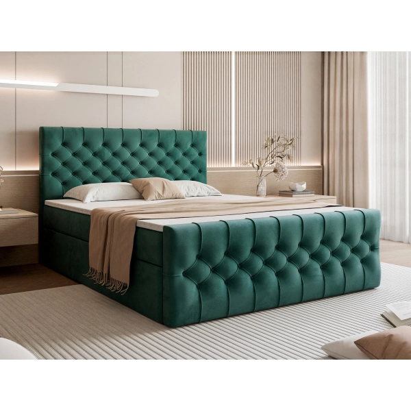 ŁÓŻKO KONTYNENTLANE PIKOWANE Z POJEMNIIEM NA POŚCIEL PIKO 120X200 - W ARANŻACJI