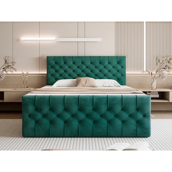 ŁÓŻKO KONTYNENTLANE PIKOWANE Z POJEMNIIEM NA POŚCIEL PIKO 120X200 - PRZÓD