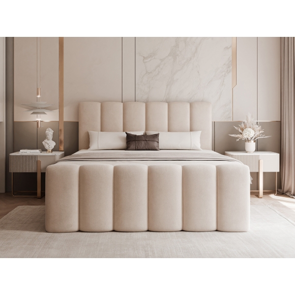 ŁÓŻKO KONTYNETALNE Z WYSOKIM ZAGŁOWIEM PURO 180X200 PIONOWE PRZESZYCIA - PRZÓD