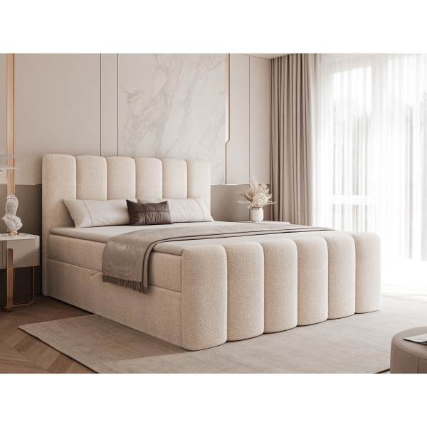 ŁÓŻKO KONTYNETALNE Z WYSOKIM ZAGŁOWIEM PURO 180X200 PIONOWE PRZESZYCIA - W ARANŻACJI