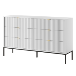 NOWOCZESNA DUŻA KOMODA RYFLOWANA Z SZUFLADAMI LAMELO LA8 BIAŁY + CZARNY - PÓŁPROFIL