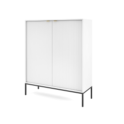 MODNA KOMODA RYFLOWANA DWUDRZWIOWA LAMELO LA3 BIAŁY + CZARNY - PÓŁPROFIL