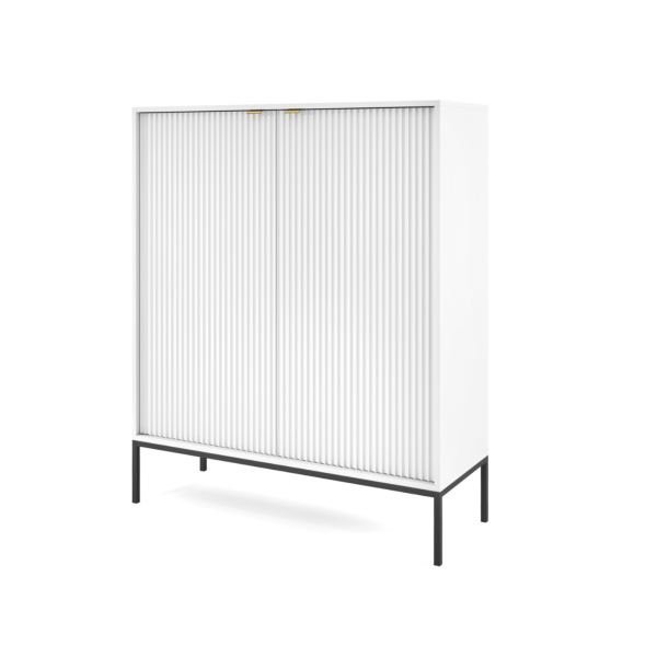 MODNA KOMODA RYFLOWANA DWUDRZWIOWA LAMELO LA3 BIAŁY + CZARNY - PÓŁPROFIL