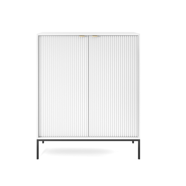 MODNA KOMODA RYFLOWANA DWUDRZWIOWA LAMELO LA3 BIAŁY + CZARNY - PRZÓD