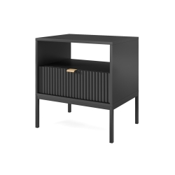 STOLIK NOCNY Z LAMELAMI LAMELO LA6 CZARNY - PÓŁPROFIL
