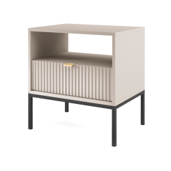 DESIGNERSKI STOLIK NOCNY Z SZUFLADĄ I LAMELAMI LAMELO LA6 KASZMIROWY + CZARNY - PÓŁPROFIL