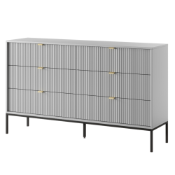 NOWOCZESNA DUŻA KOMODA RYFLOWANA Z SZUFLADAMI LAMELO LA8 SZARY + CZARNY - PÓŁPROFIL