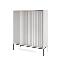 MODNA KOMODA RYFLOWANA DWUDRZWIOWA LAMELO LA3 SZARY + CZARNY - PÓŁPROFIL